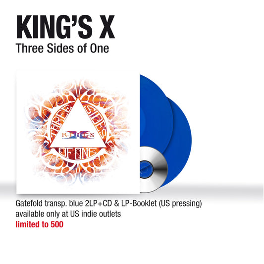 King's X Three Sides Of One Gatefold LP Booklet W CD Clear Vinyl Blue